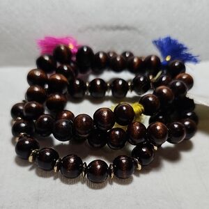 Elegant Brown Beaded Bracelet Set